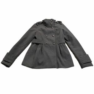 Y2K Vintage Hydraulic Military Style Wool Blend Coat (Charcoal) Size Medium